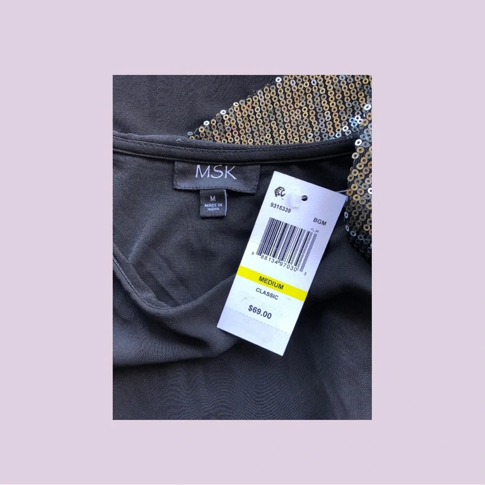 🔥NWT🔥 MSK Women’s Sequined Asymmetrical Blouse - Picture 4 of 7
